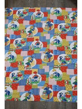 Vintage Color Patch Baby Blanket Quilt Handmade Reversible Girl or Boy 42 x 48